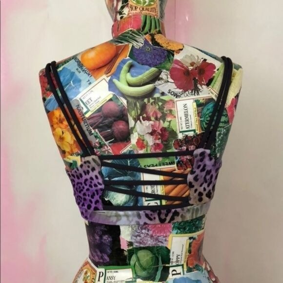 REVOLVE Blue Life Leopard Sports Bra Caged Mesh Athleisure - Picture 8 of 8